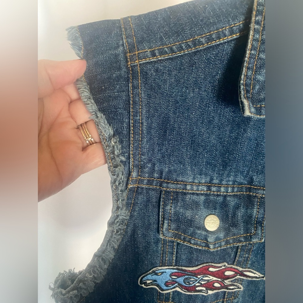 Harley Davidson denim vest size 18 - Picture 6 of 10